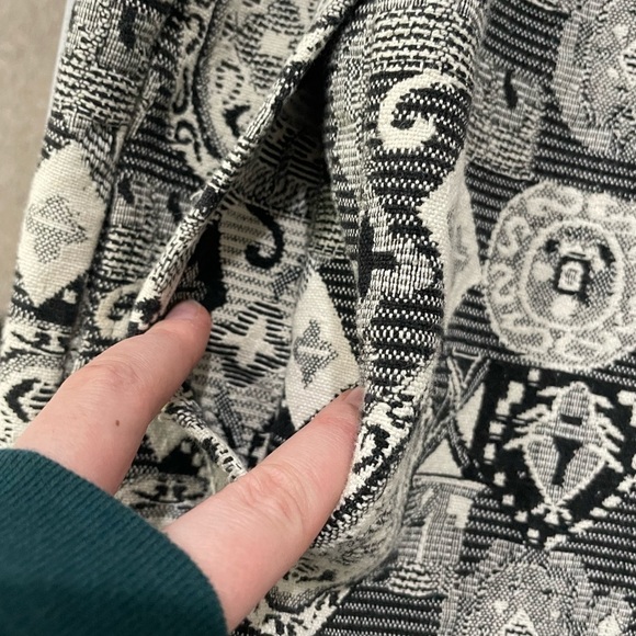 [Chico's] Black & White Boho Tapestry Print Button Front Blazer Jacket - Picture 6 of 7